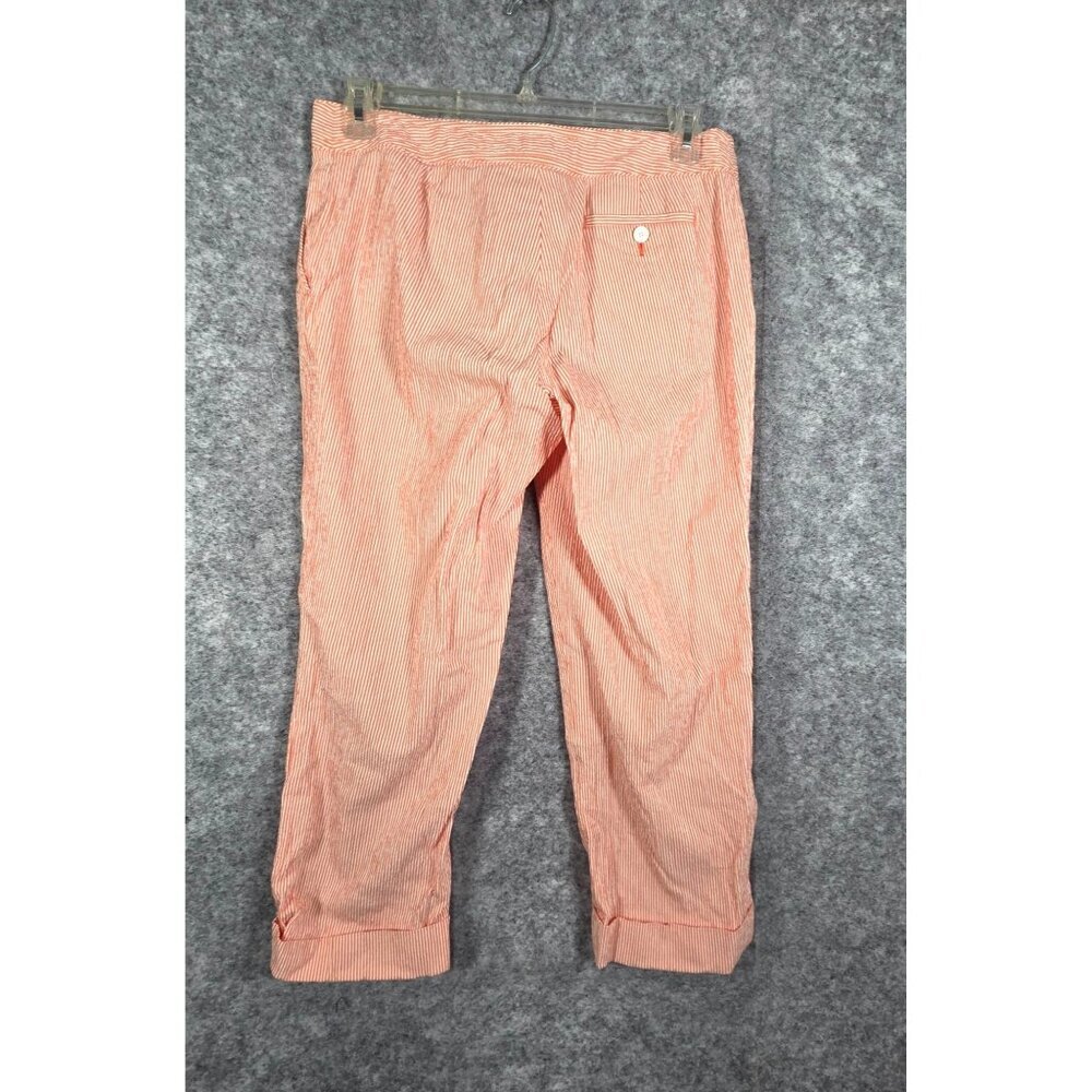 Real Clothes Women's Casual Pants Peach and white stripes cropped Size 12 - Picture 6 of 8